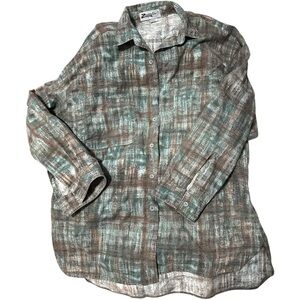 Vintage Zeppelin Shirt Men’s Extra Large XL Button Down Shirt - Blue + Gray